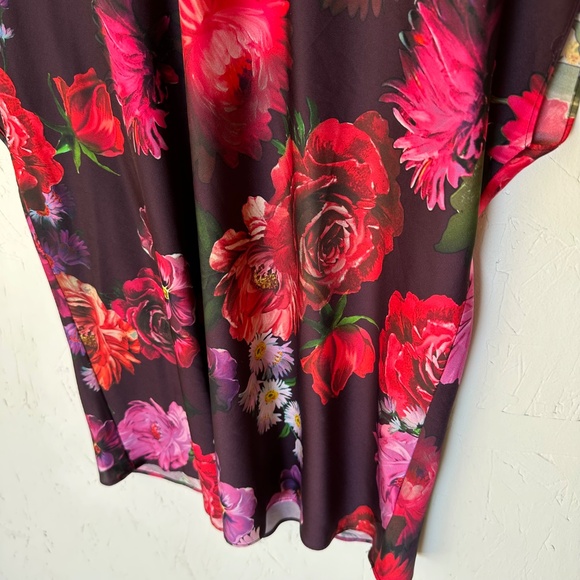 Express Black Floral Print Polyester Blouse Large - Picture 3 of 10
